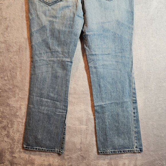 OP Men 34 x 32 Jeans Blue Bootcut Classic Stonewash Denim Y2K Pockets Zip Cotton - Picture 7 of 12